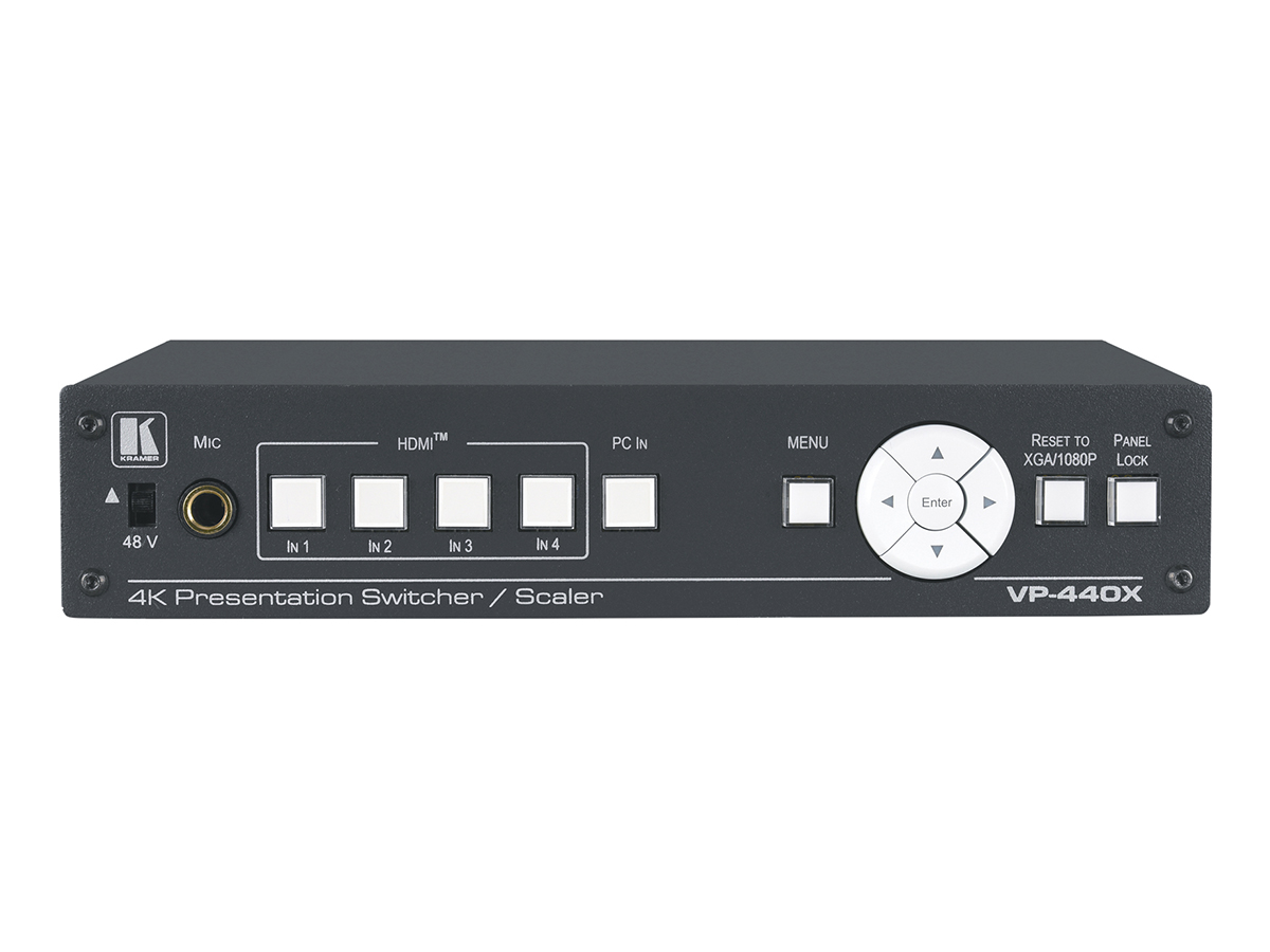 Kramer VP-440X 18G 4K HDR Presentation Switcher/Scaler with HDBaseT/HDMI Simultaneous Outputs