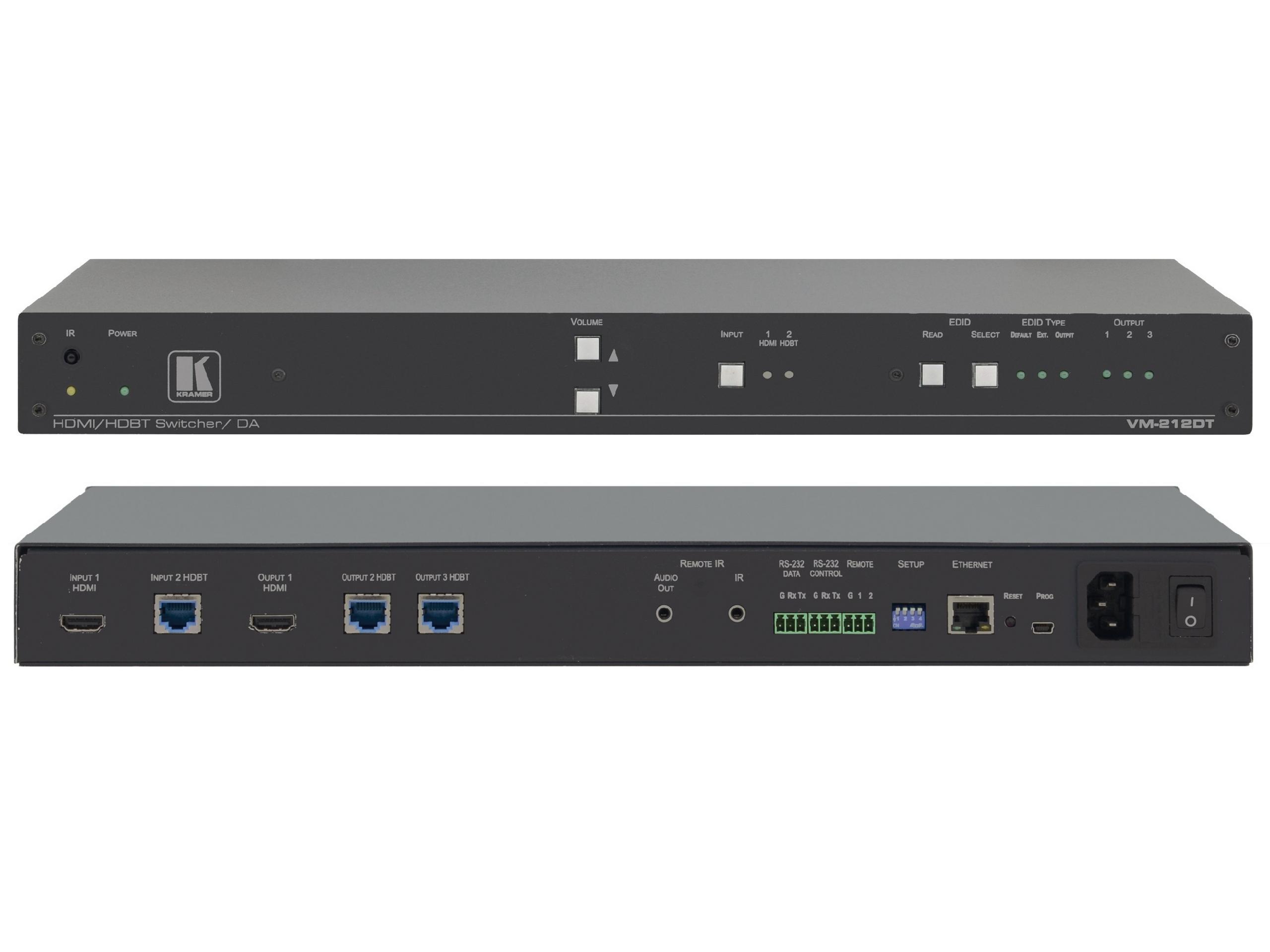 Kramer VM-212DT 2x1 2 4K UHD HDMI and HDBaseT Distribution Amplifier
