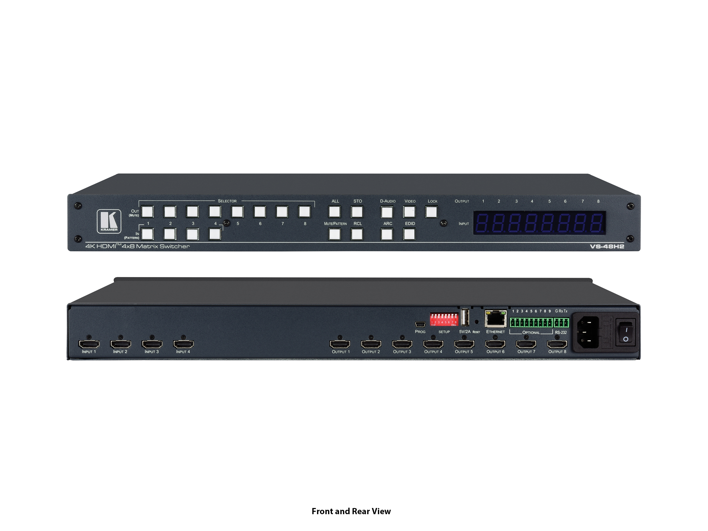 Kramer VS-48H2 4x8 4K HDR HDCP 2.2 Matrix Switcher with Digital Audio Routing