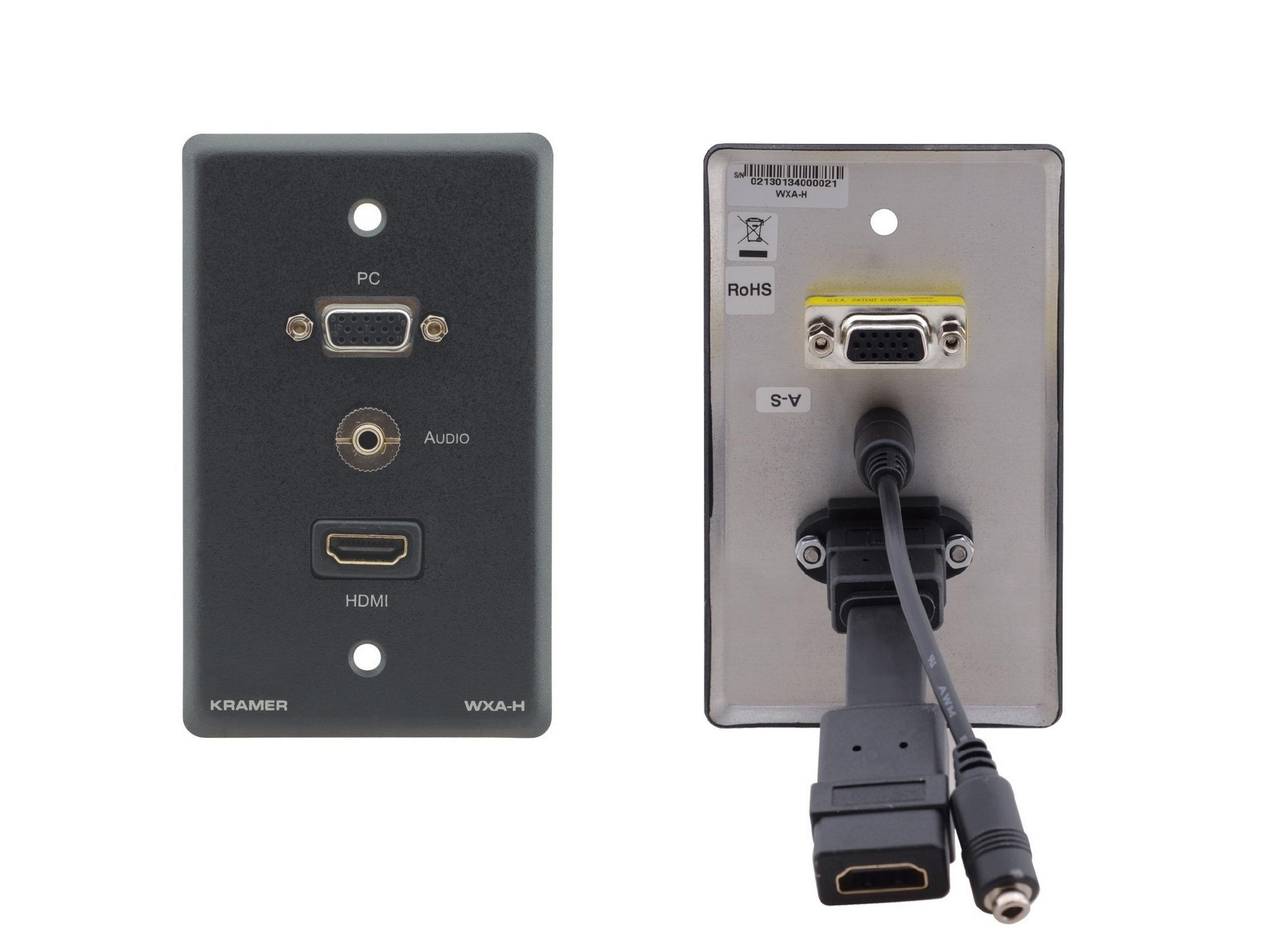 Kramer WXA-H(G) Passive Wall Plate/VGA 15-pin HD/3.5mm Audio and HDMI/Gray
