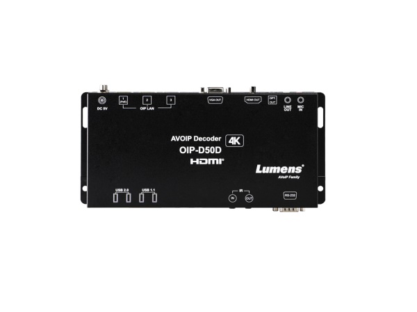 Lumens OIP-D50D Long-Distance IP-Based A/V Transmission 1G 4K AVoIP Decoder