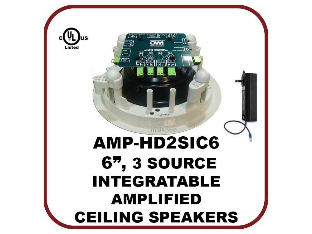 OWI AMP-HD2SIC6 6 inch Three Source/Integratable Amplified/In Ceiling Speaker/20Hz - 20kHz
