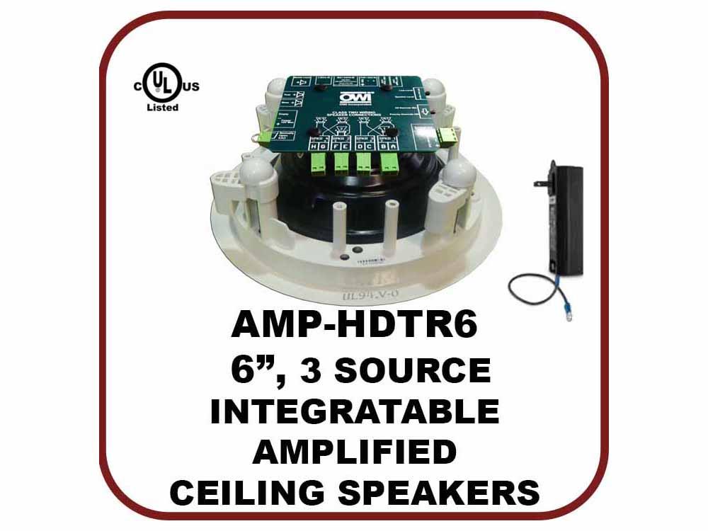 OWI AMP-HDTR6 6 inch Three Source/Integratable Amplified/In Ceiling Speaker with Transformer