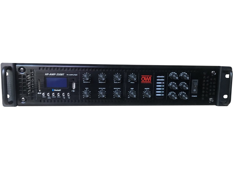 OWI HP-AMP-250BT 6 Channel/High Power Mixer Amplifier with Built-in MP3 Player/USB Input and Bluetooth
