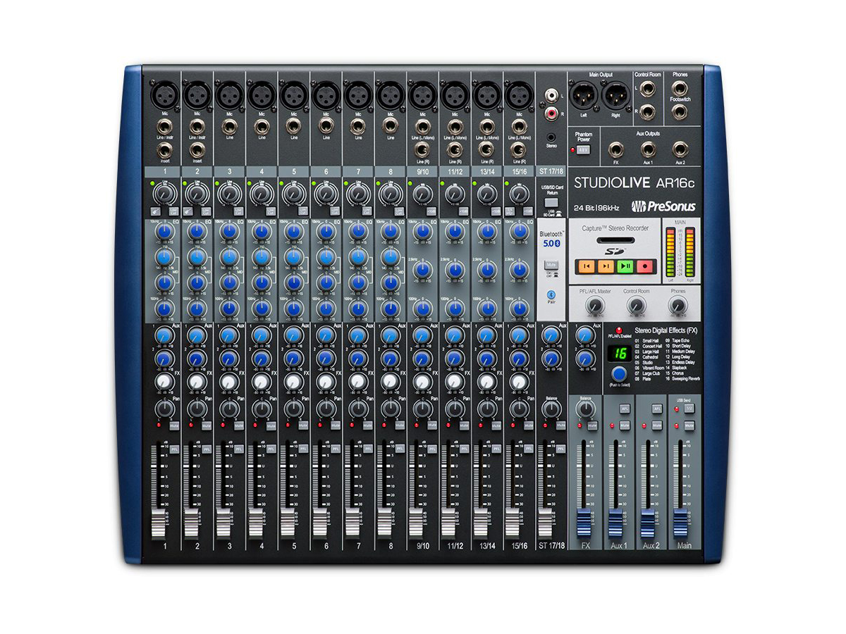 PreSonus StudioLive AR16c 16 channel USB-C Compatible Audio Interface/Analog Mixer/Stereo SD Recorder