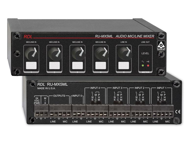 RU-MX5ML RDL 5 Input Mic/Line Mixer With Phantom Power - Mic And Line Out