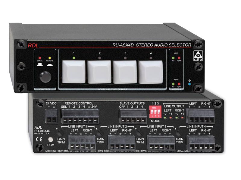 RDL RU-ASX4D 4x1 Stereo Balanced Audio Switcher/Terminal Block