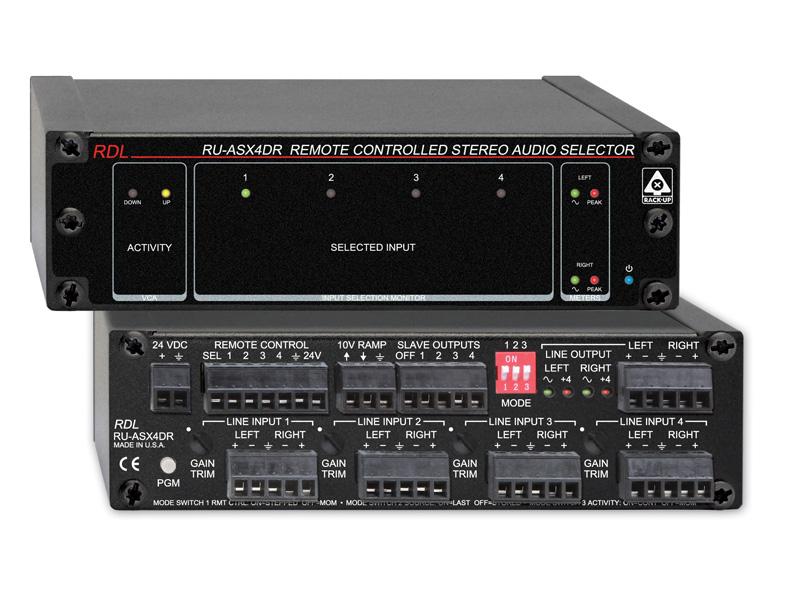 RDL RU-ASX4DR 4x1 Stereo Balanced Audio Switcher/Terminal Block
