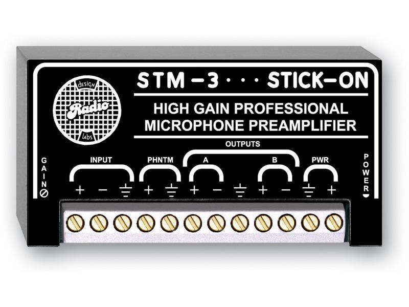 RDL STM-3 High Gain Microphone Preamplifier - 35 to 75 dB Gain