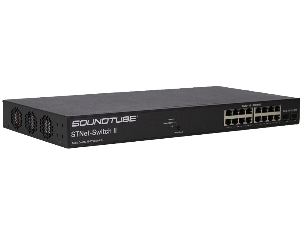 Soundtube STNET-SWITCH-II Rack mountable 16-port 40w PoE audio quality switch