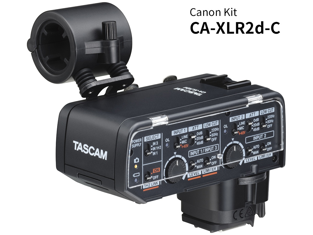 TASCAM CA-XLR2D-C XLR Mic Adapter Camera Shoe Digital Audio Output 2 XLR/TRS 48V Phantom