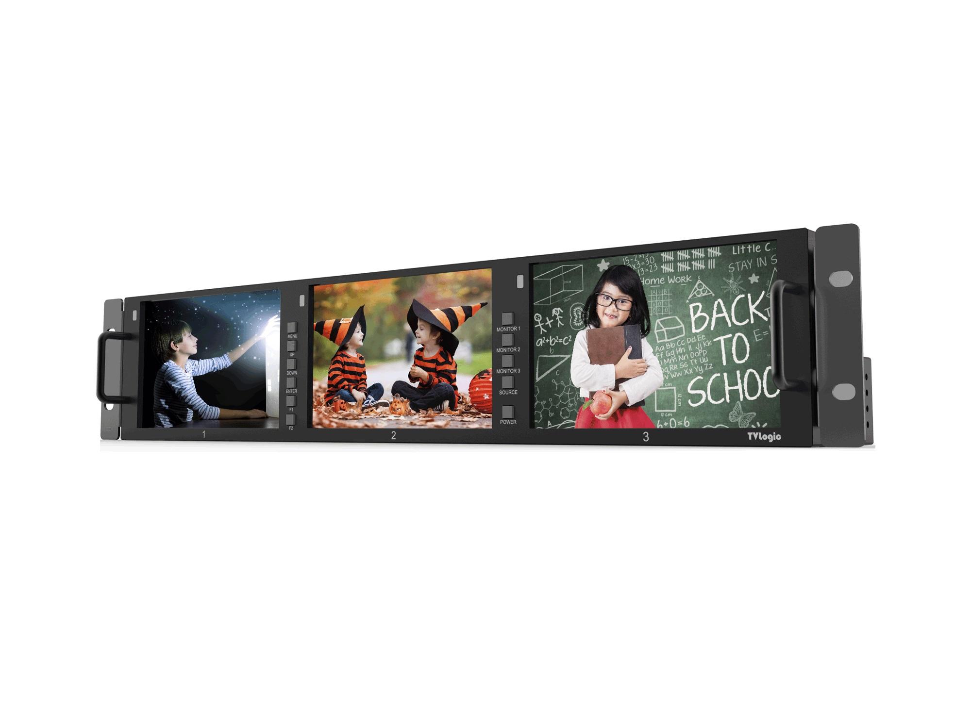 TVlogic RKM-356A Triple 5 inch 1280x800 HD/SD Multi-Channel LCD Rack Monitor